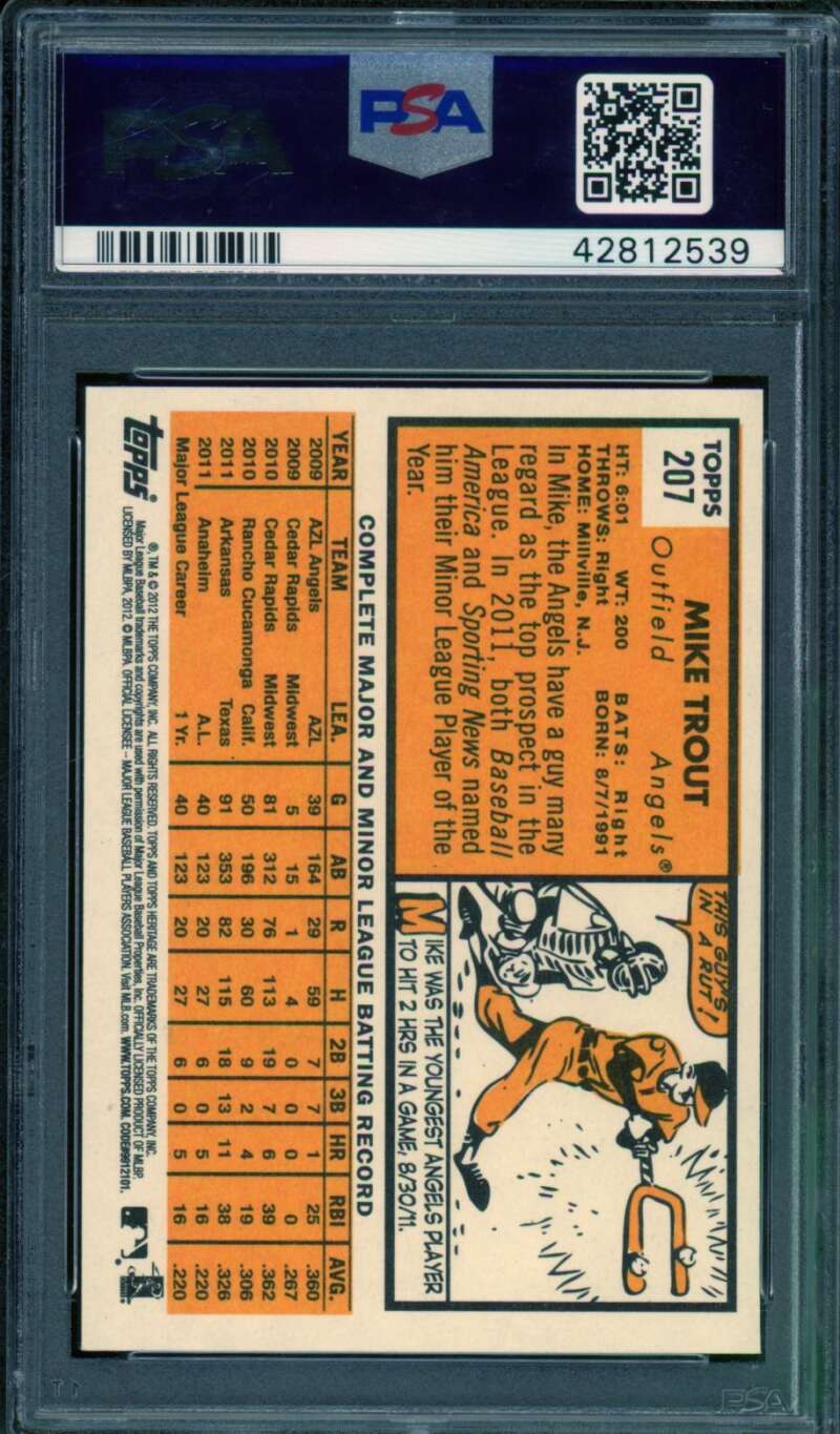 Mike Trout Card 2012 Topps Heritage #207 PSA 8 Image 2