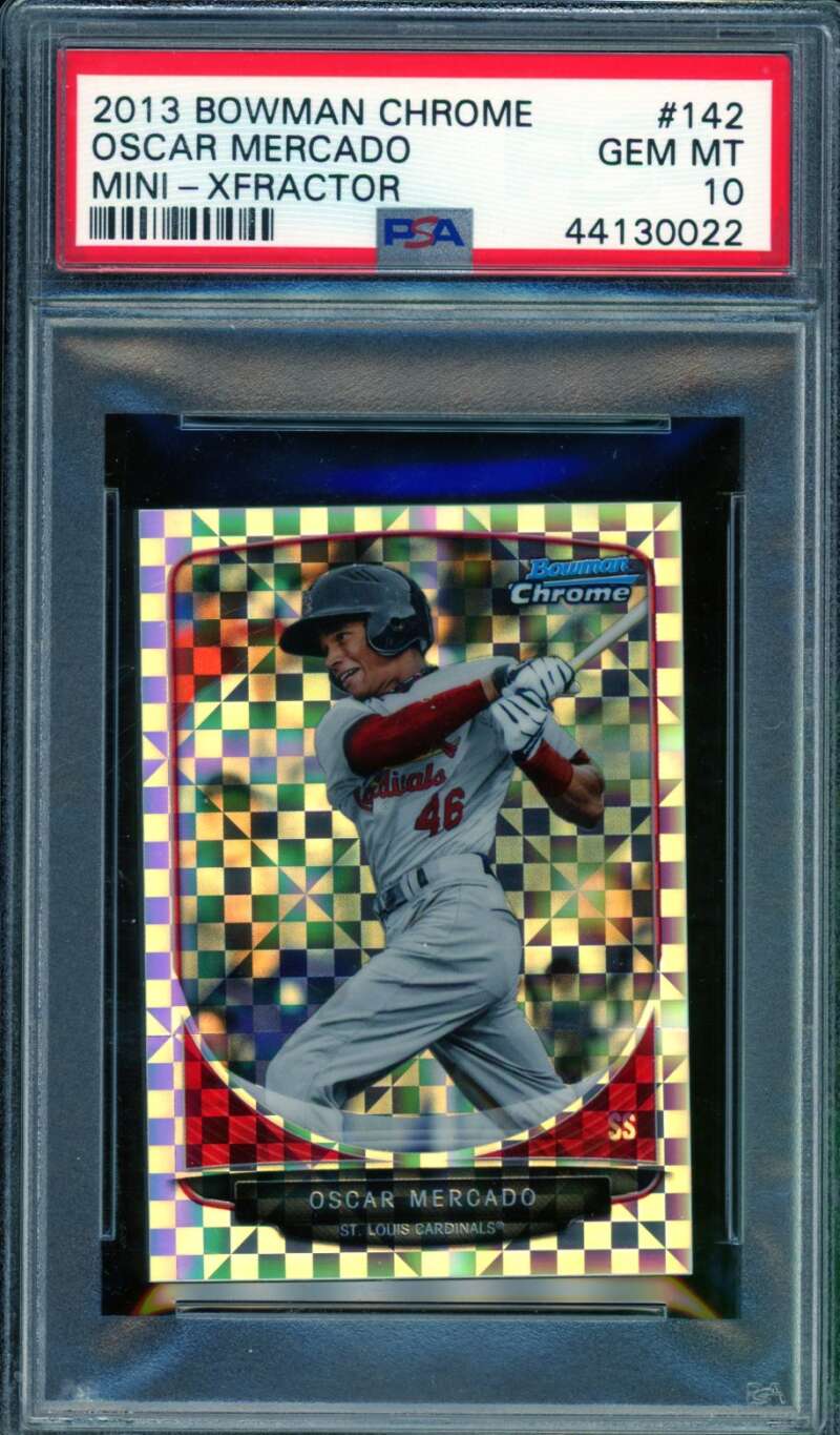 Oscar Mercado Card 2013 Bowman Chrome Mini Xfractor #142 PSA 10 Image 1