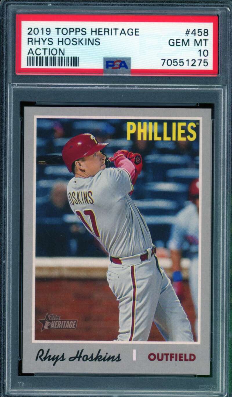 Rhys Hoskins Card 2019 Topps Heritage #458 PSA 10 Image 1