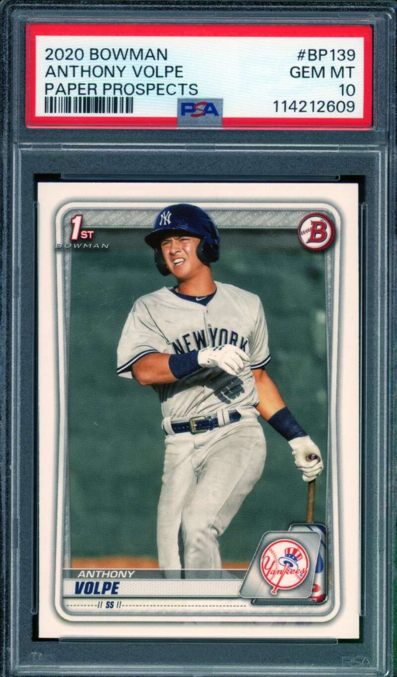 Anthony Volpe Rookie Card 2020 Bowman Paper Prospects #BP139 PSA 10 Image 1