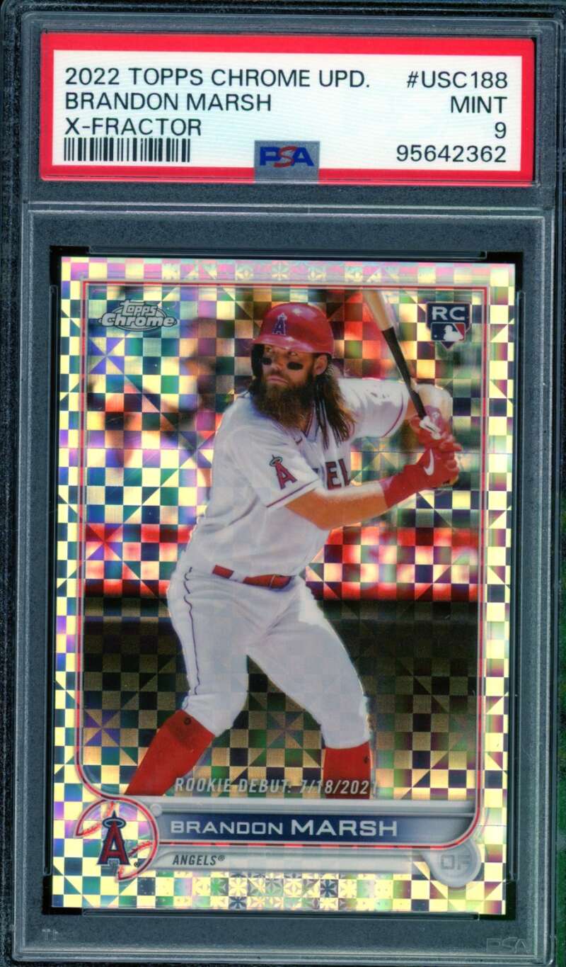 Brandon Marsh Rookie Card 2022 Topps Chrome Update X-Fractor #USC188 PSA 9 Image 1