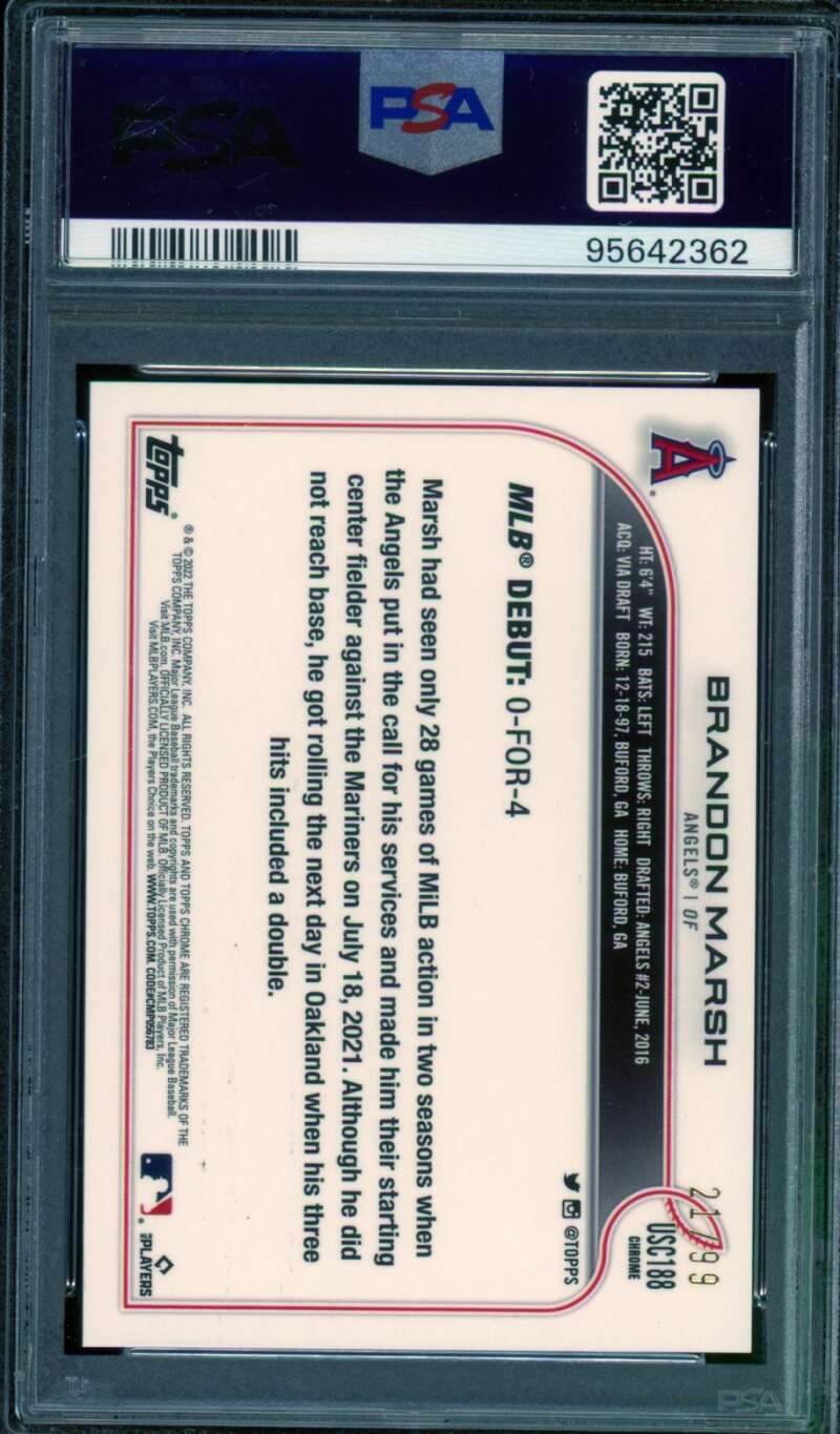 Brandon Marsh Rookie Card 2022 Topps Chrome Update X-Fractor #USC188 PSA 9 Image 2