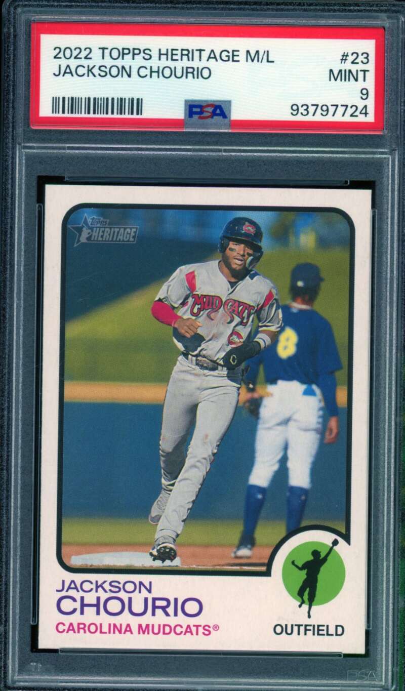 Jackson Chourio Card 2022 Topps Heritage M/L #23 PSA 9 Image 1
