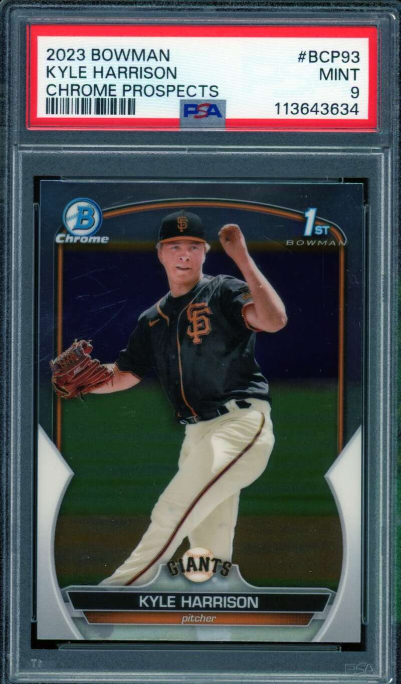 Kyle Harrison Rookie Card 2023 Bowman Chrome Prospects #BCP93 PSA 9 Image 1