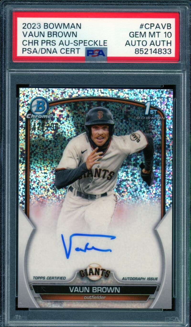 Vaun Brown Rookie Card 2023 Bowman Chrome Au Speckle #Cpavb PSA 10 Image 1
