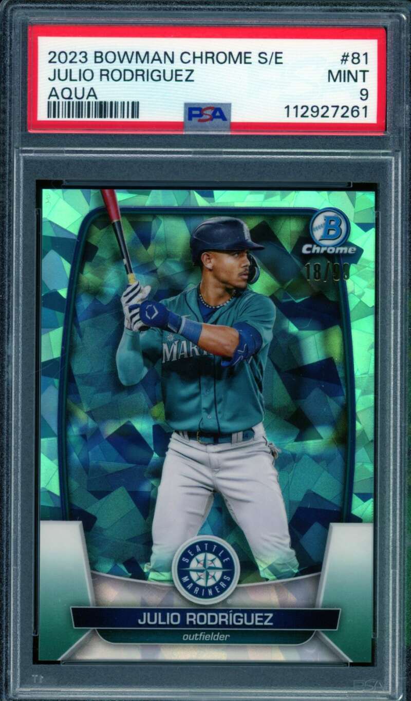 Julio Rodriguez Card 2023 Bowman Chrome S/E Aqua #81 PSA 9 Image 1
