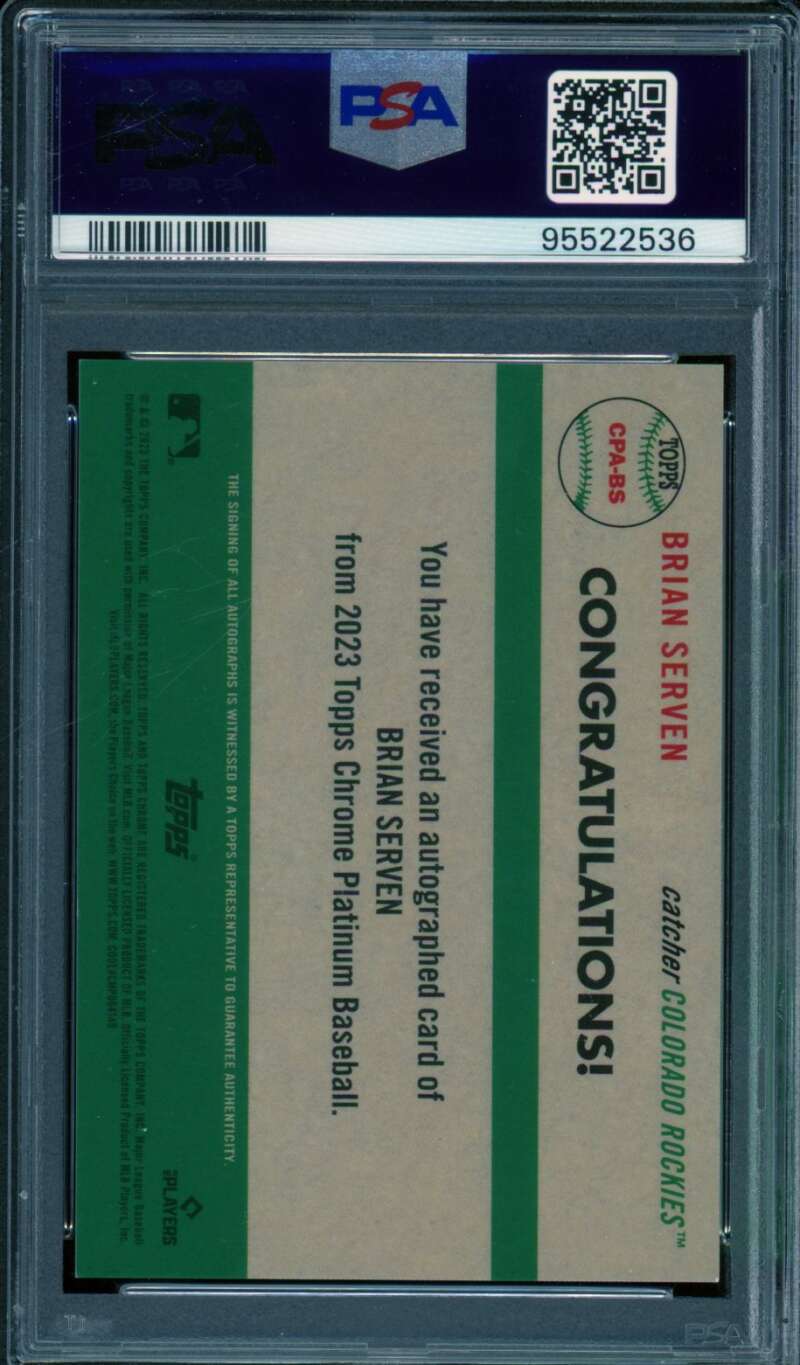 Brian Serven Rookie 2023 Platinum Anniversary Autograph Blue Prizm #BS PSA 10 Image 2
