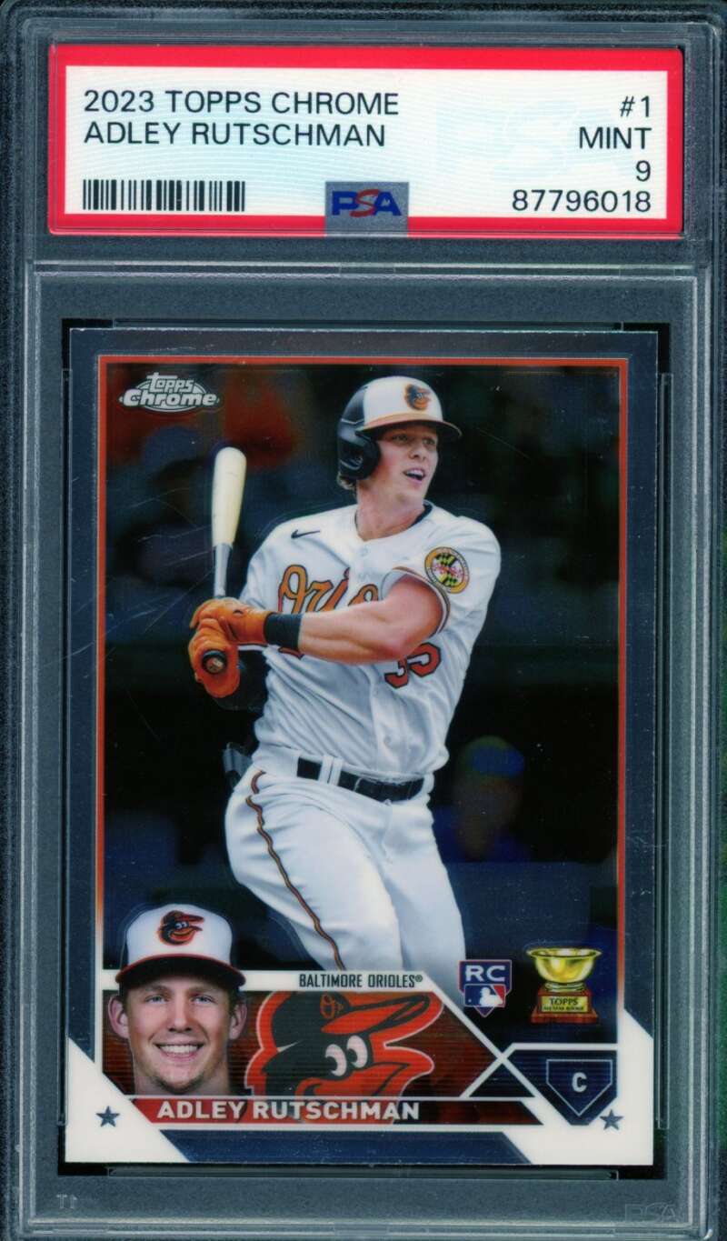 Adley Rutschman Rookie Card 2023 Topps Chrome #1 PSA 9 Image 1
