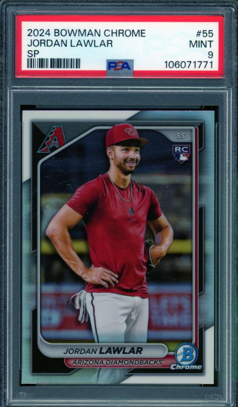 Jordan Lawlar Card 2024 Bowman Chrome SP #55 PSA 9 Image 1