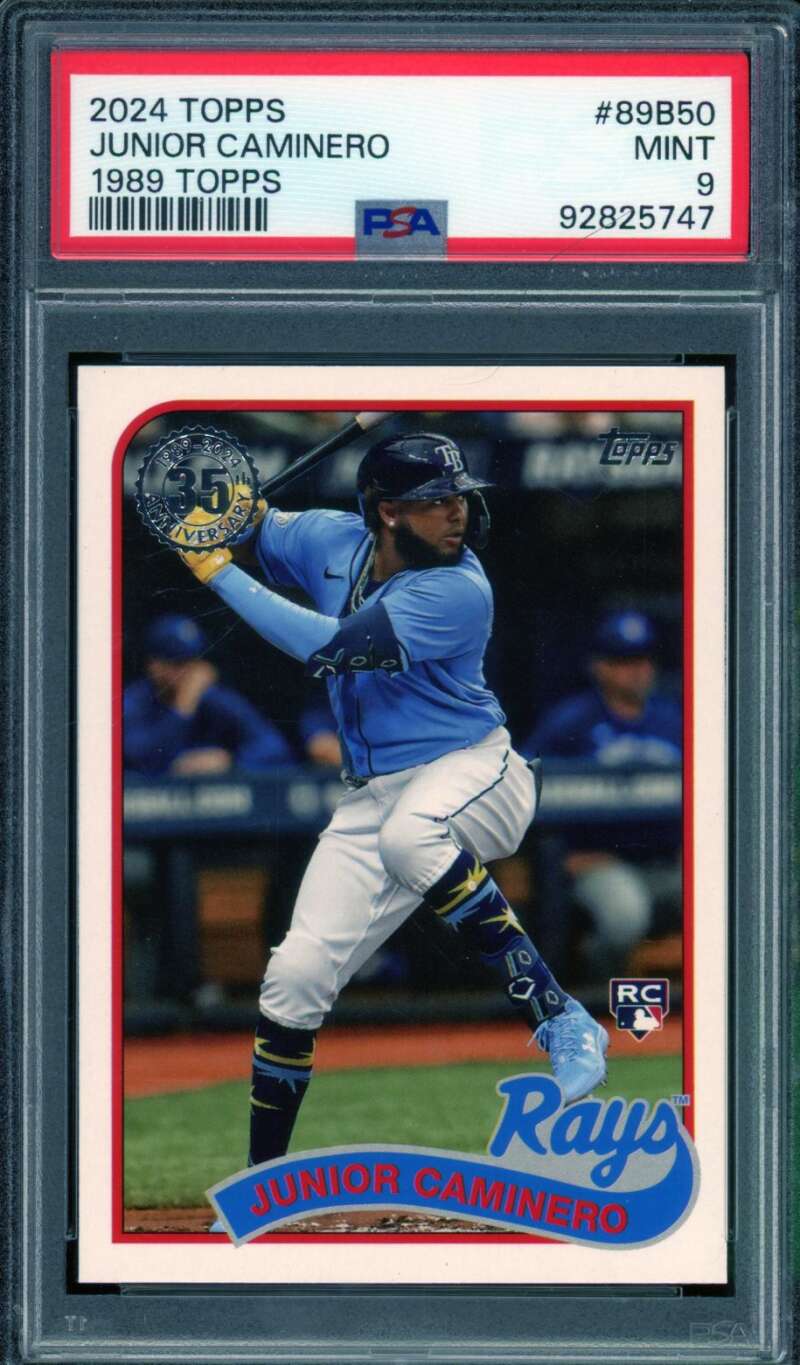 Junior Caminero Rookie Card 2024 Topps 1989 #89B50 PSA 9 Image 1