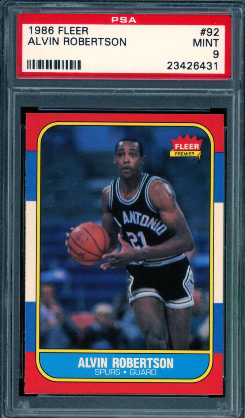 Alvin Robertson Rookie Card 1986-87 Fleer #92 PSA 9 Image 1