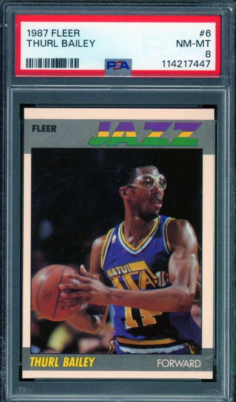 Thurl Bailey Card 1987-88 Fleer #6 PSA 8 Image 1