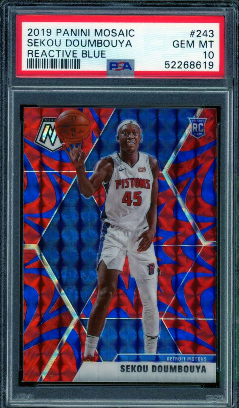Sekou Doumbouya Rookie Card 2019-20 Panini Mosaic Reactive Blue #243 PSA 10 Image 1