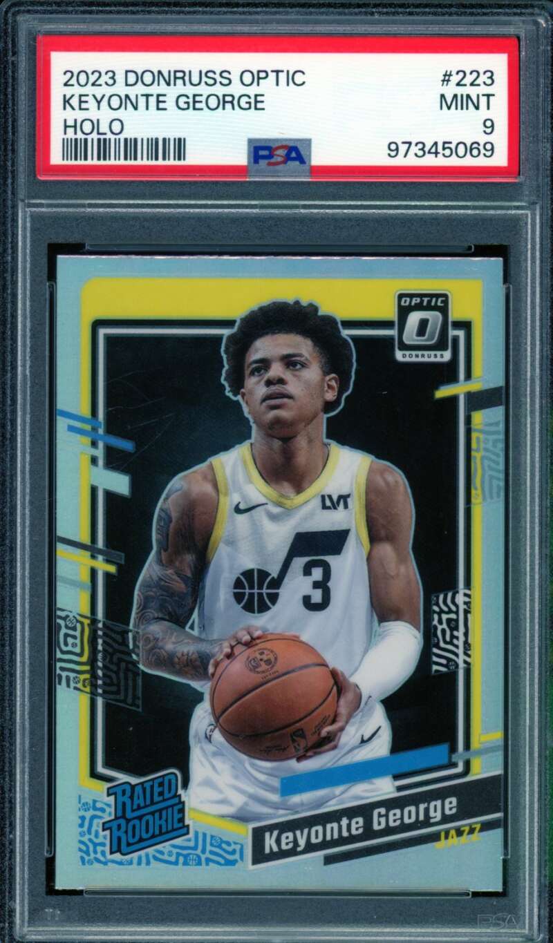 Keyonte George Rookie Card 2023-24 Donruss Optic Holo #223 PSA 9 Image 1