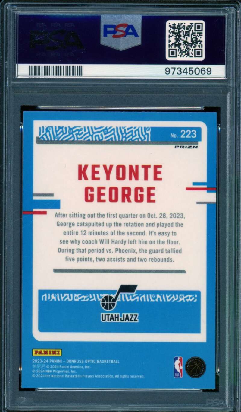 Keyonte George Rookie Card 2023-24 Donruss Optic Holo #223 PSA 9 Image 2