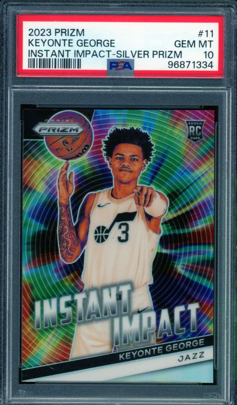 Keyonte George Rookie Card 2023-24 Prizm Instant Impact Silver #11 PSA 10 Image 1