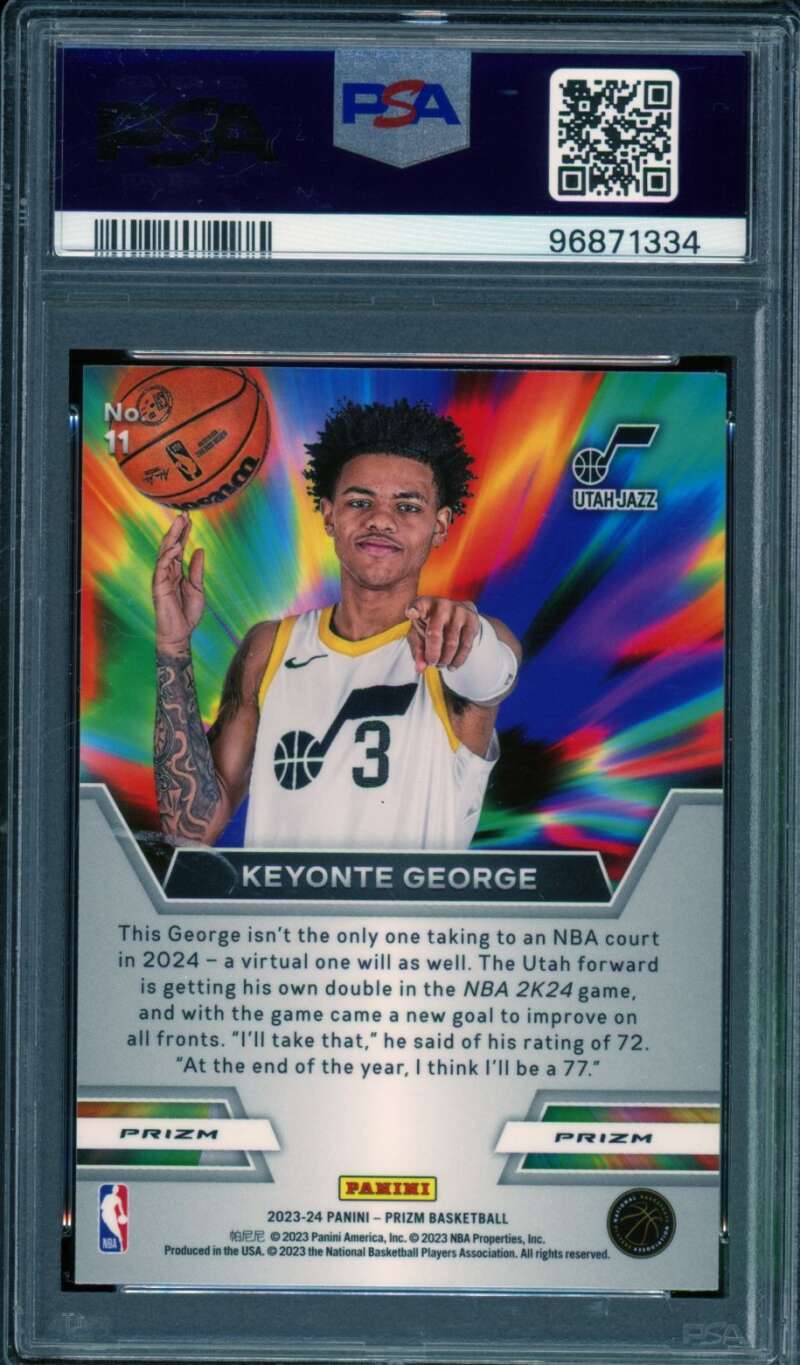 Keyonte George Rookie Card 2023-24 Prizm Instant Impact Silver #11 PSA 10 Image 2