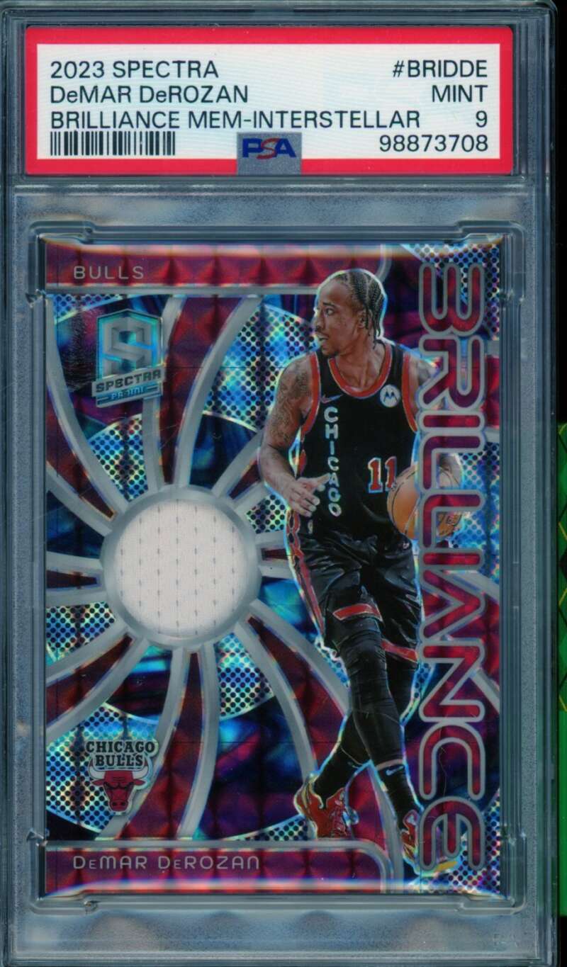 DeMar DeRozan 2023-24 Spectra Brilliance Mem-Interstellar (27/75) #BRIDDE PSA 9 Image 1