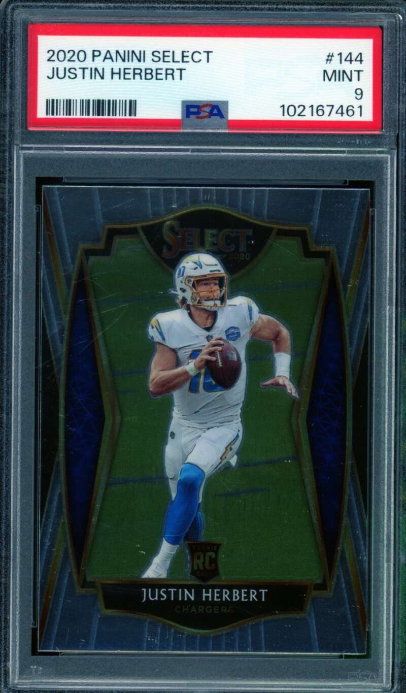 Justin Herbert Rookie Card 2020 Panini Select #144 PSA 9 Image 1