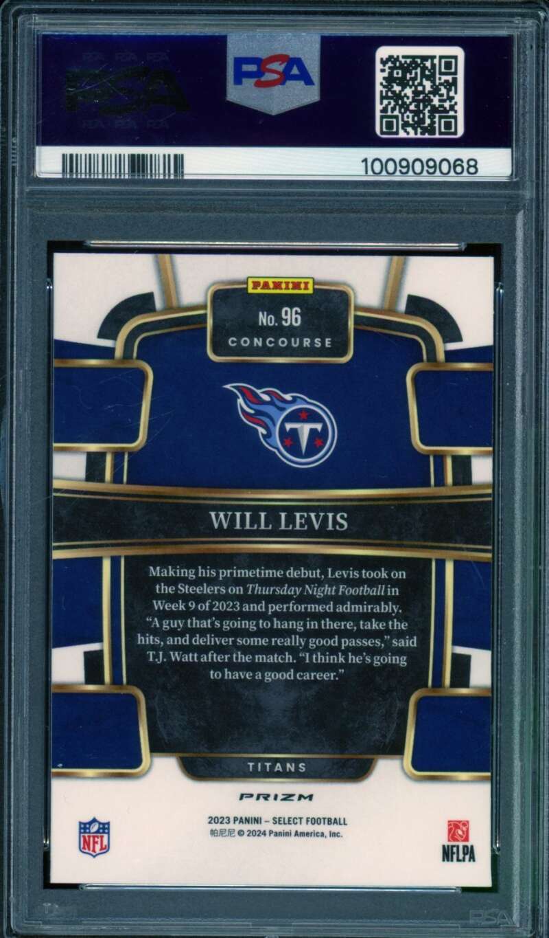Will Levis Rookie Card 2023 Select Silver #96 PSA 9 Image 2
