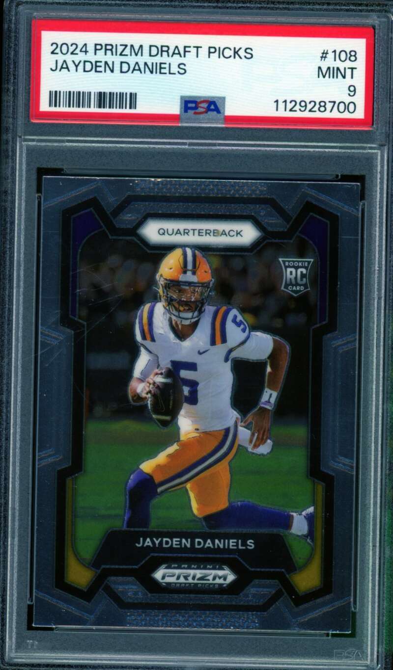 Jayden Daniels Rookie Card 2024 Prizm Draft Picks #108 PSA 9 Image 1