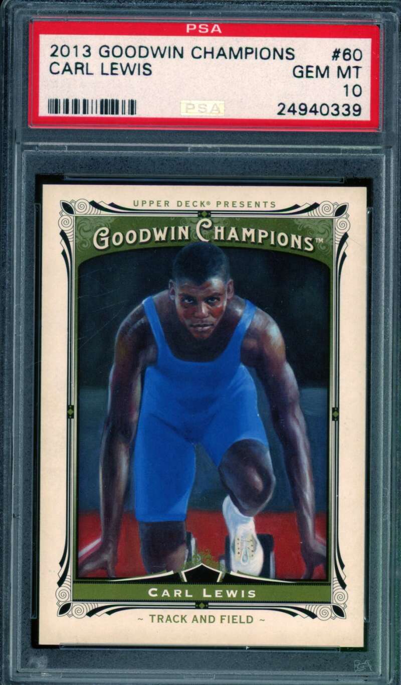 Carl Lewis Card 2013 Goodwin Champions (pop 2) #60 PSA 10 Image 1