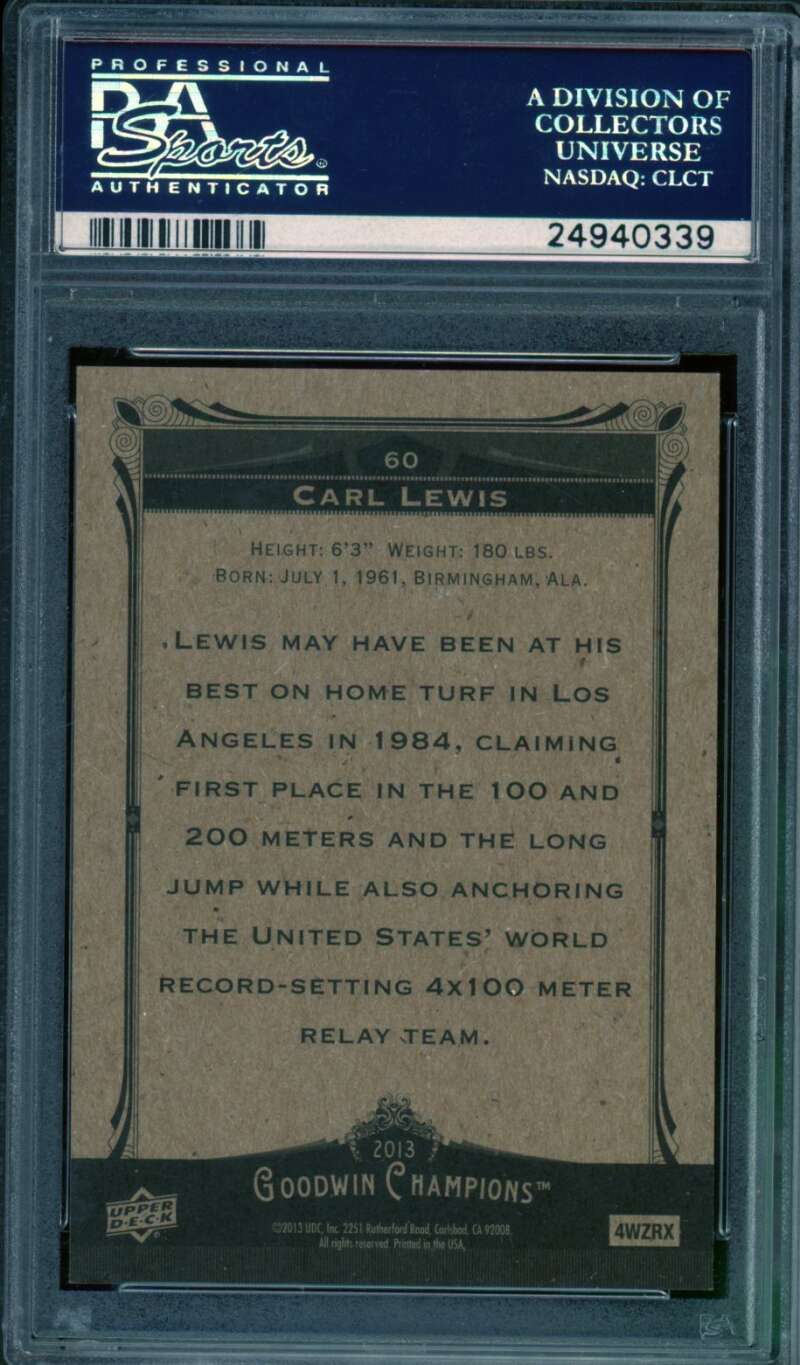 Carl Lewis Card 2013 Goodwin Champions (pop 2) #60 PSA 10 Image 2