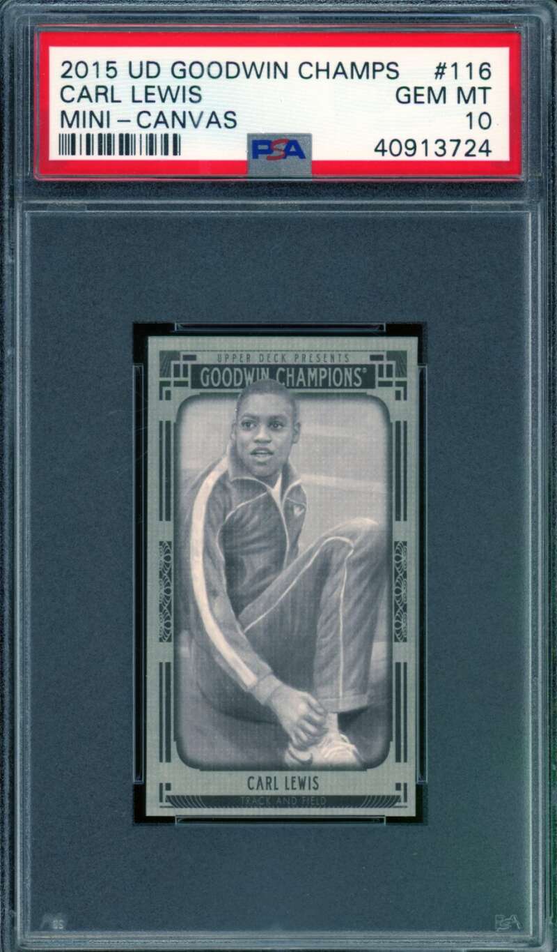 Carl Lewis Card 2015-16 UD Champs Mini Canvas (pop 2) #116 PSA 10 Image 1