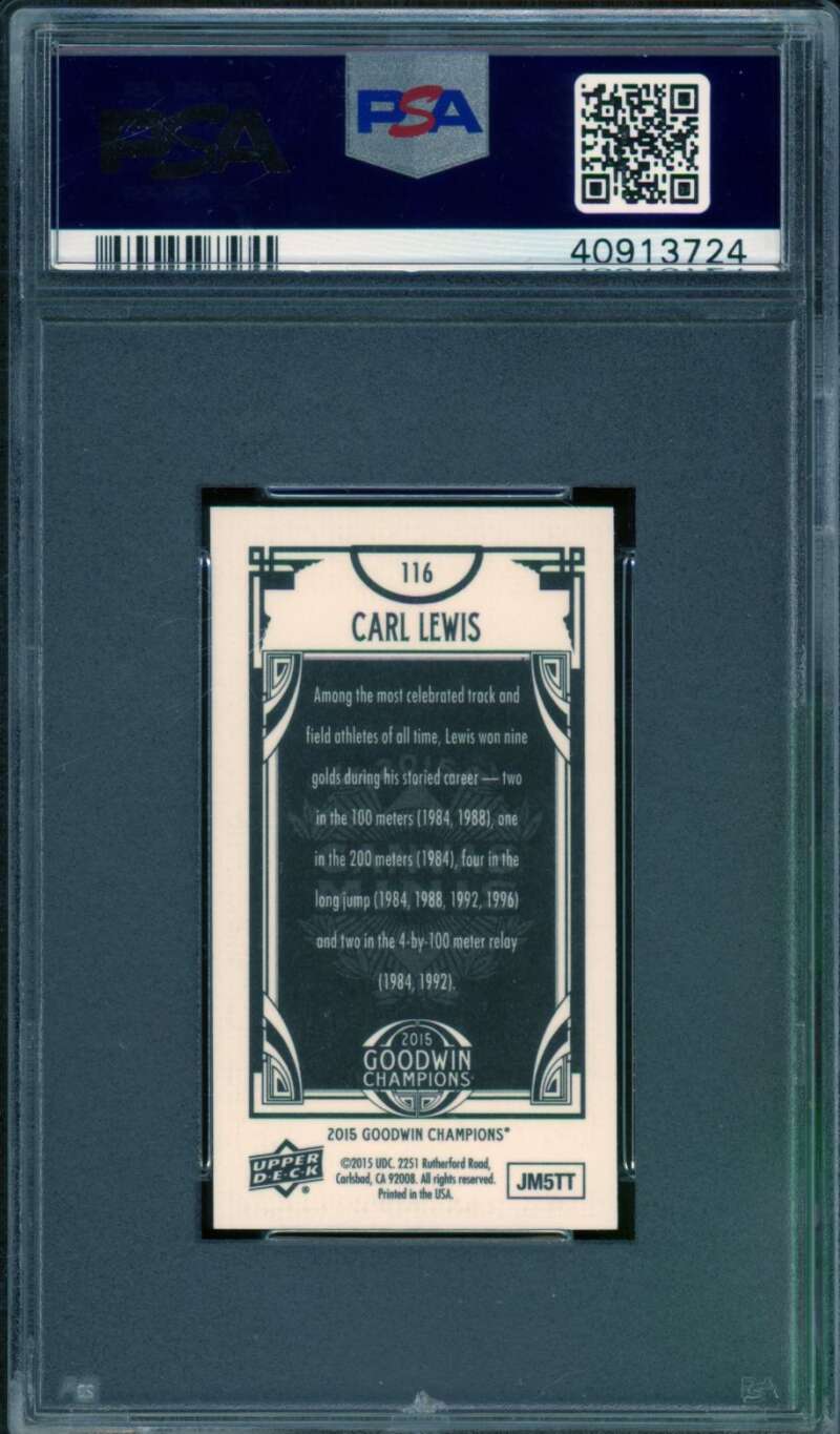 Carl Lewis Card 2015-16 UD Champs Mini Canvas (pop 2) #116 PSA 10 Image 2