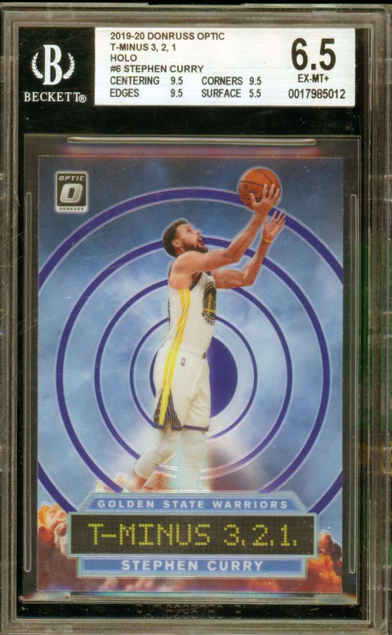 Stephen Curry Card 2019-20 Donruss Optic T-Minus 3, 2, 1 Holo #6 BGS 6.5 Image 1