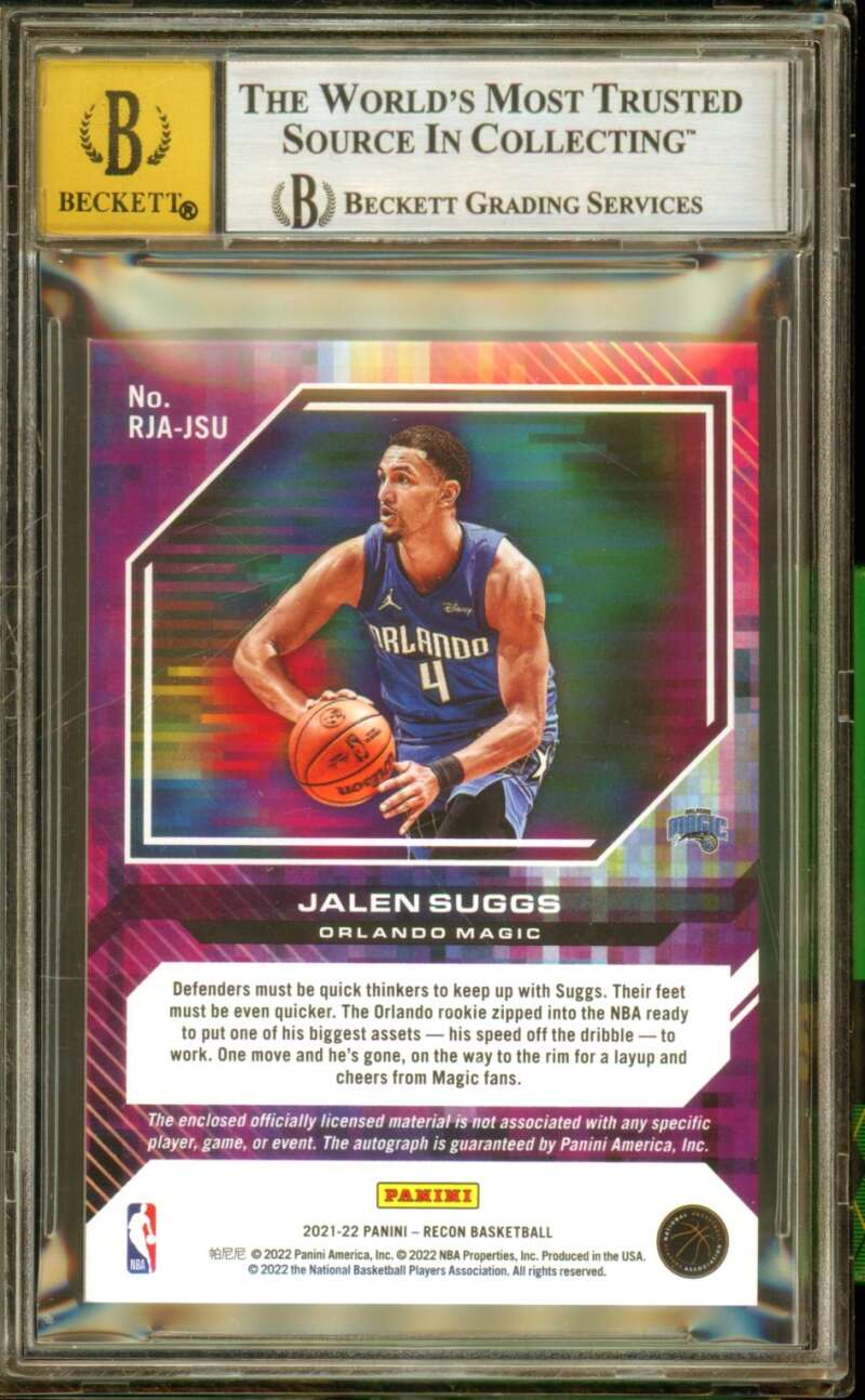 Jalen Suggs Rookie Card 2021-22 Panini Recon Jersey Green (1/5) #33 BGS 8.5 Image 2