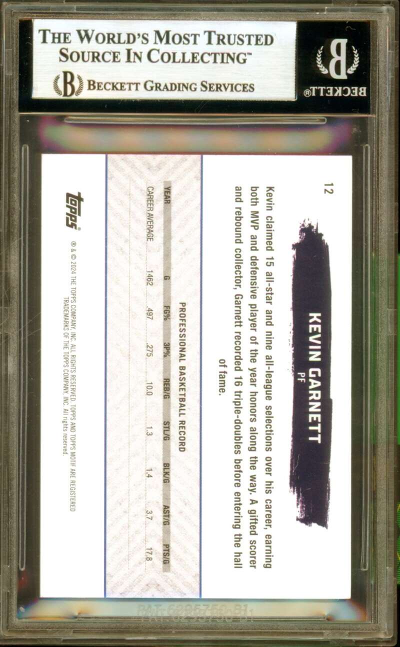 Kevin Garnett Card 2023-24 Topps Motif Cadium Orange (2/25) (pop 1) #12 BGS 9 Image 2