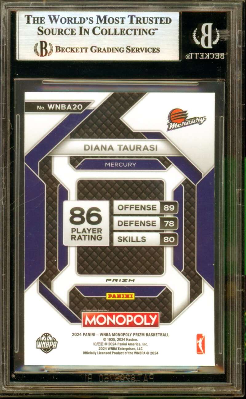 Diana Taurasi Card 2024 Panini Prizm Monopoly Millionaire Club #Wnba20 BGS 9 Image 2