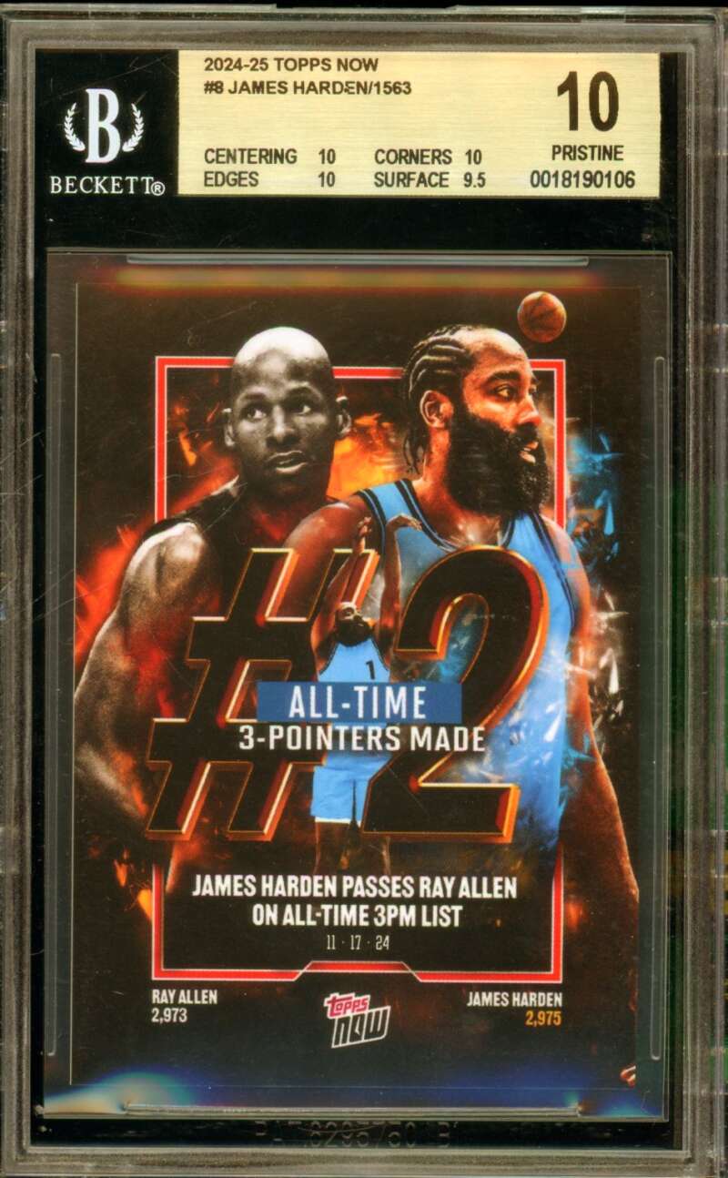James Harden Card 2024-25 Topps Now #8 (PRISTINE) BGS 10 Image 1