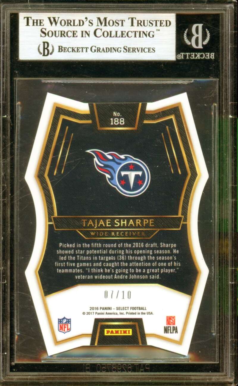 Tajae Sharpe Rookie Card 2016 Select Prizm Gold (7/10) (pop 1) #188 BGS 9 Image 2