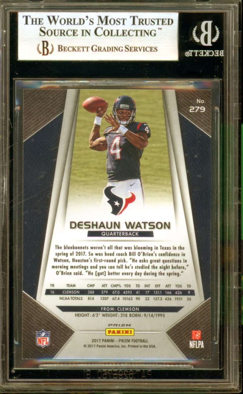 Deshaun Watson Rookie Card 2017 Panini Prizm #279 BGS 9 Image 2