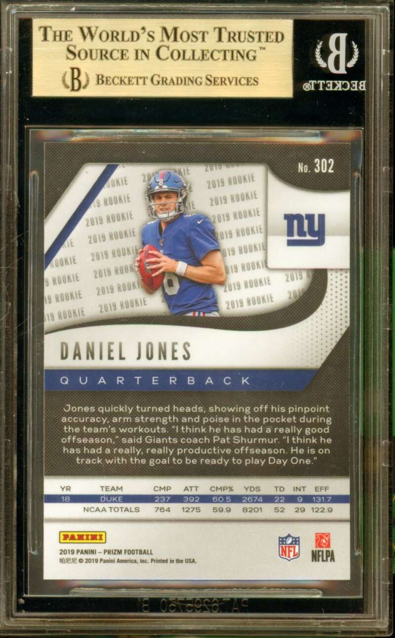 Daniel Jones Rookie Card 2019 Panini Prizm #302 BGS 9.5 Image 2
