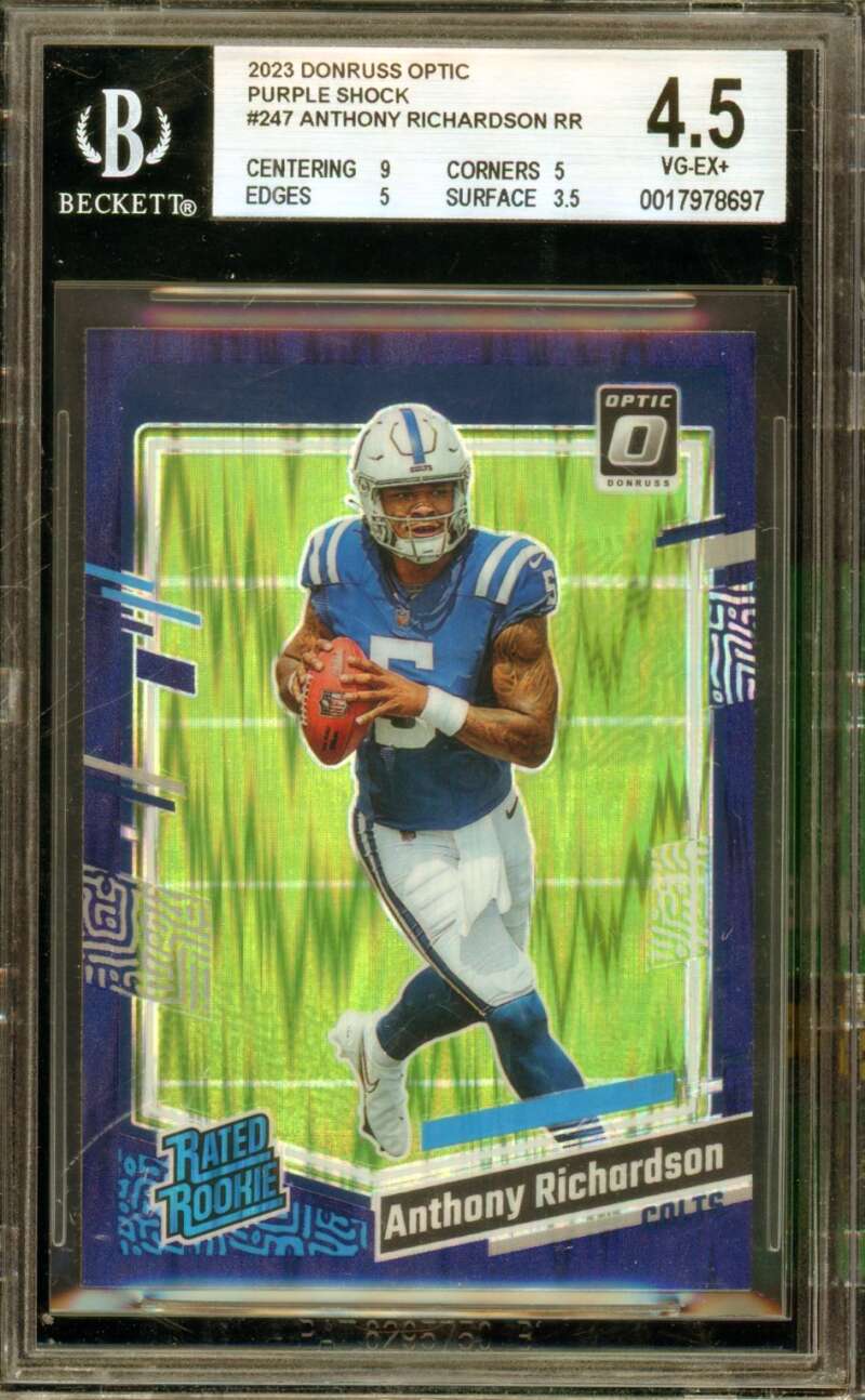 Anthony Richardson Rookie Card 2023 Donruss Optic Shock #247 BGS 4.5 Image 1
