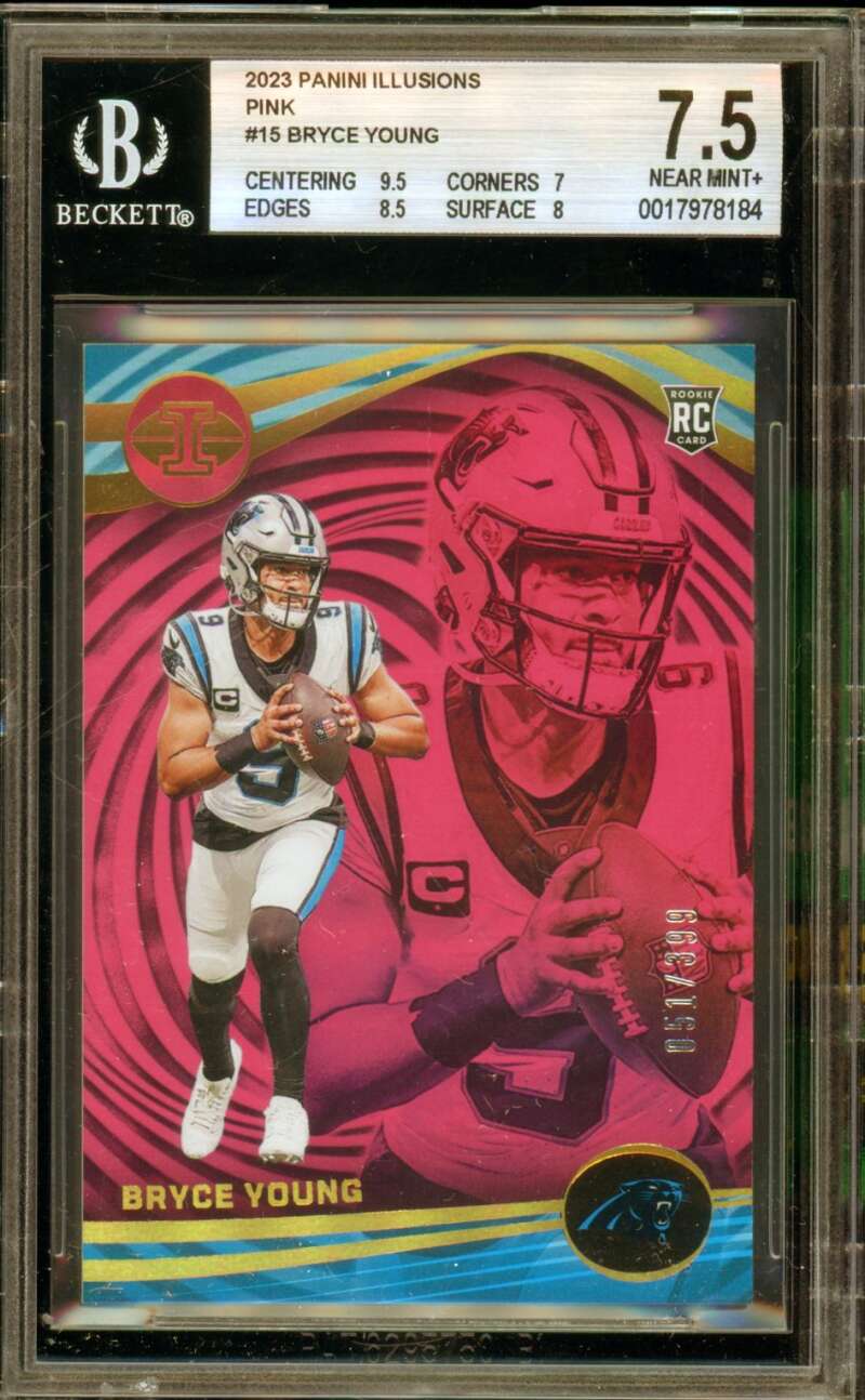 Bryce Young Rookie Card 2023 Panini Illusions Pink #15 BGS 7.5 Image 1