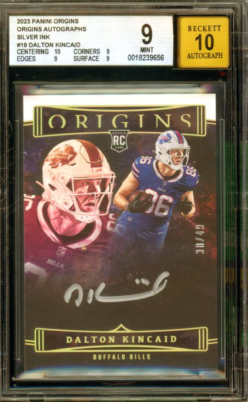 Dalton Kincaid Rookie Card 2023 Panini Origins Autographs Silver Ink #19 BGS 9 Image 1