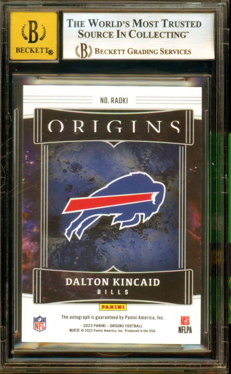Dalton Kincaid Rookie Card 2023 Panini Origins Autographs Silver Ink #19 BGS 9 Image 2