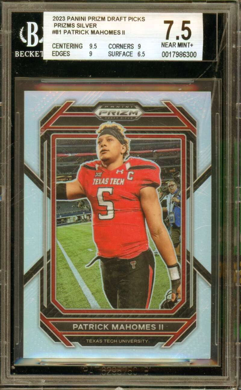 Patrick Mahomes II Card 2023 Panini Prizm Draft Picks Silver #81 BGS 7.5 Image 1