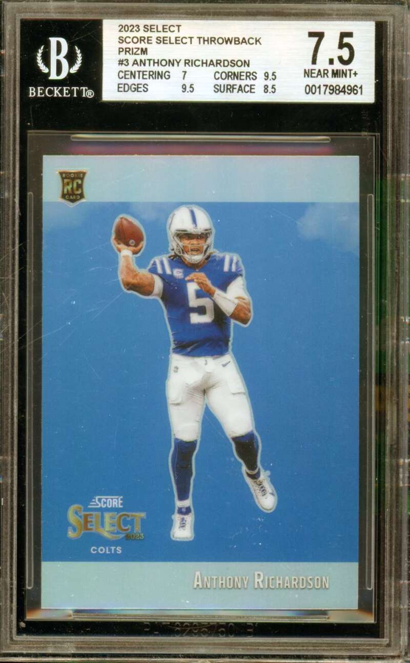 Anthony Richardson Rookie Card 2023 Select Throwback Prizm #3 BGS 7.5 Image 1