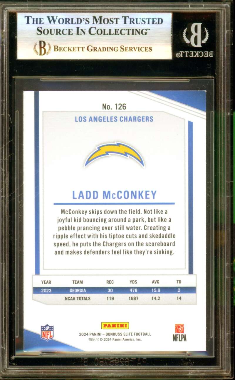 Ladd Mcconkey Rookie Card 2024 Elite Green Disco #126 BGS 6.5 Image 2