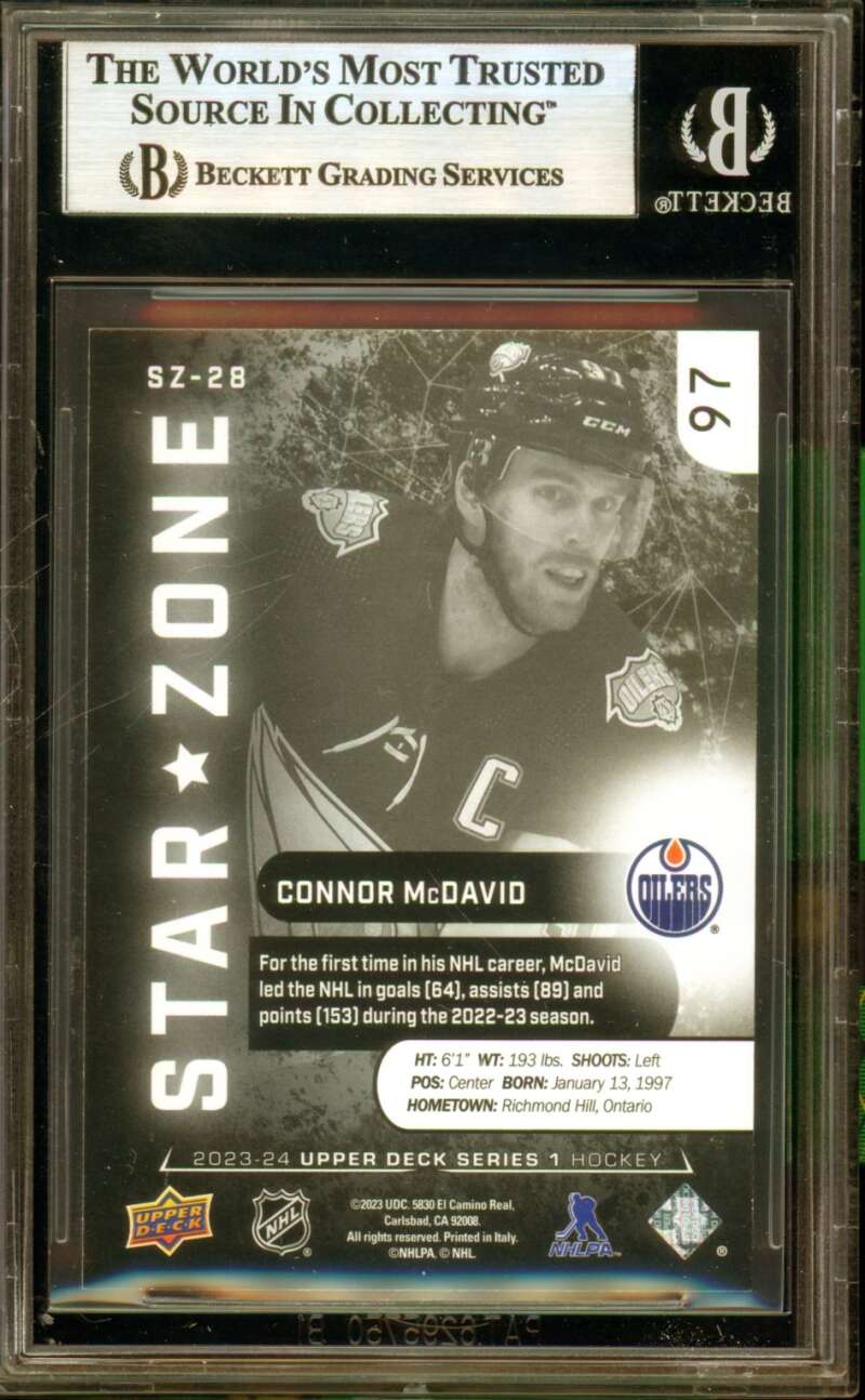 Connor McDavid 2023-24 Upper Deck Star Zone (pop 1) #SZ28 BGS 9 Image 2