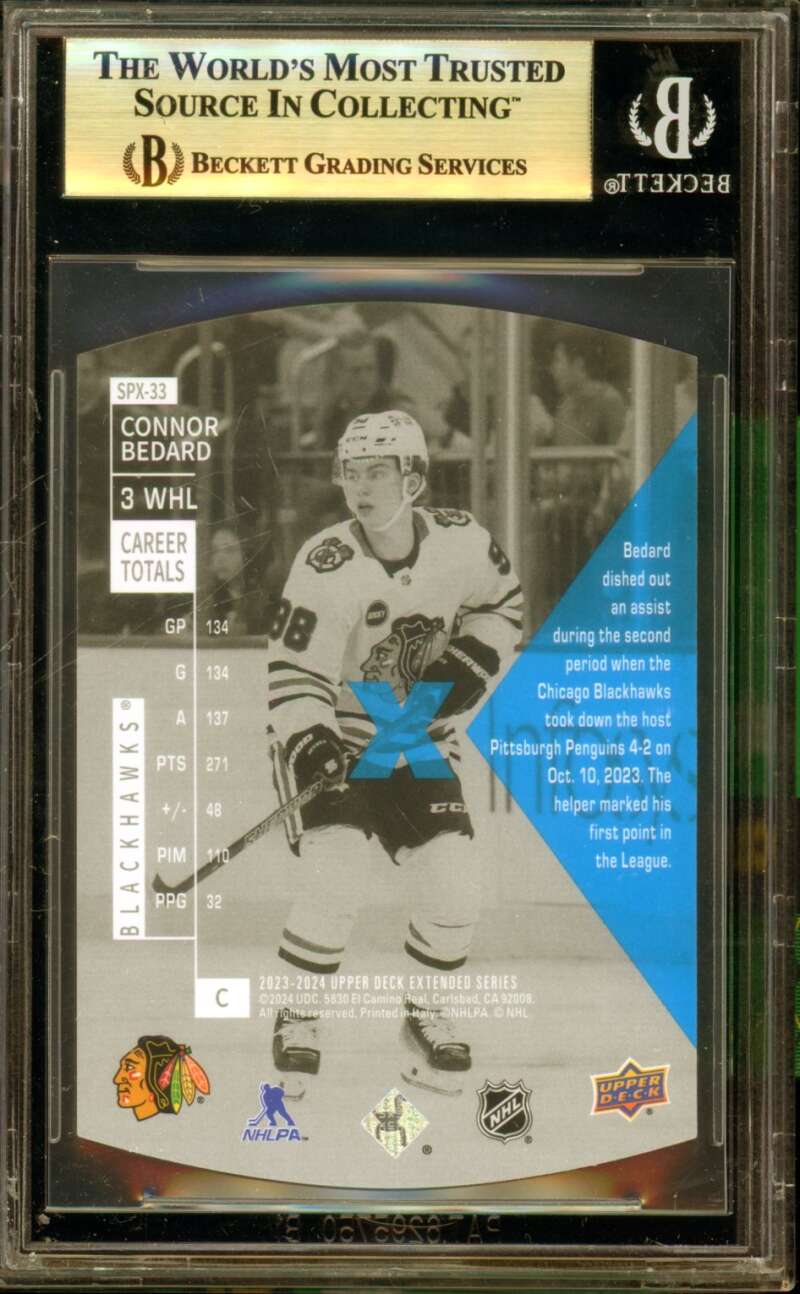 Connor Bedard Rookie 2023-24 Upper Deck Spx 97-98 SPX Holoview Retro #33 BGS 9.5 Image 2