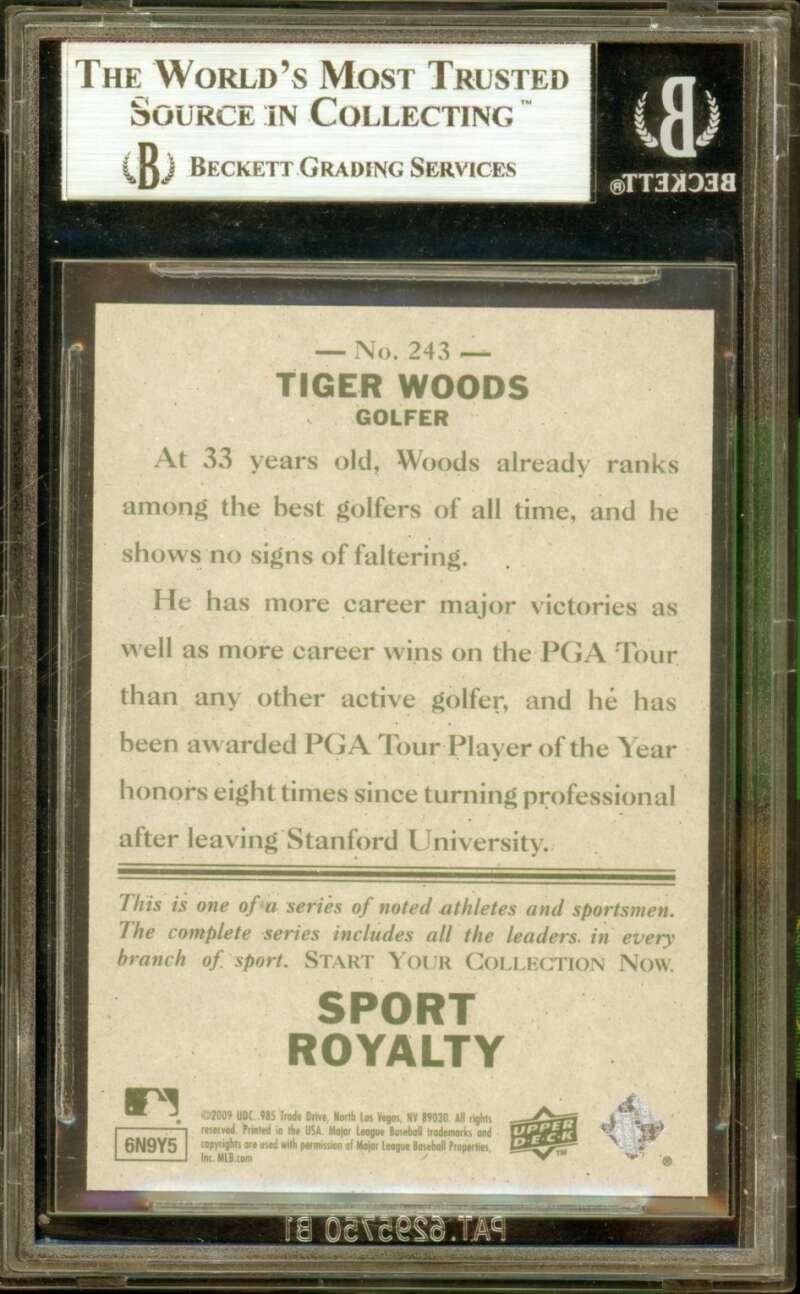Tiger Woods Card 2009 Upper Deck Goudey #243 BGS 9 Image 2