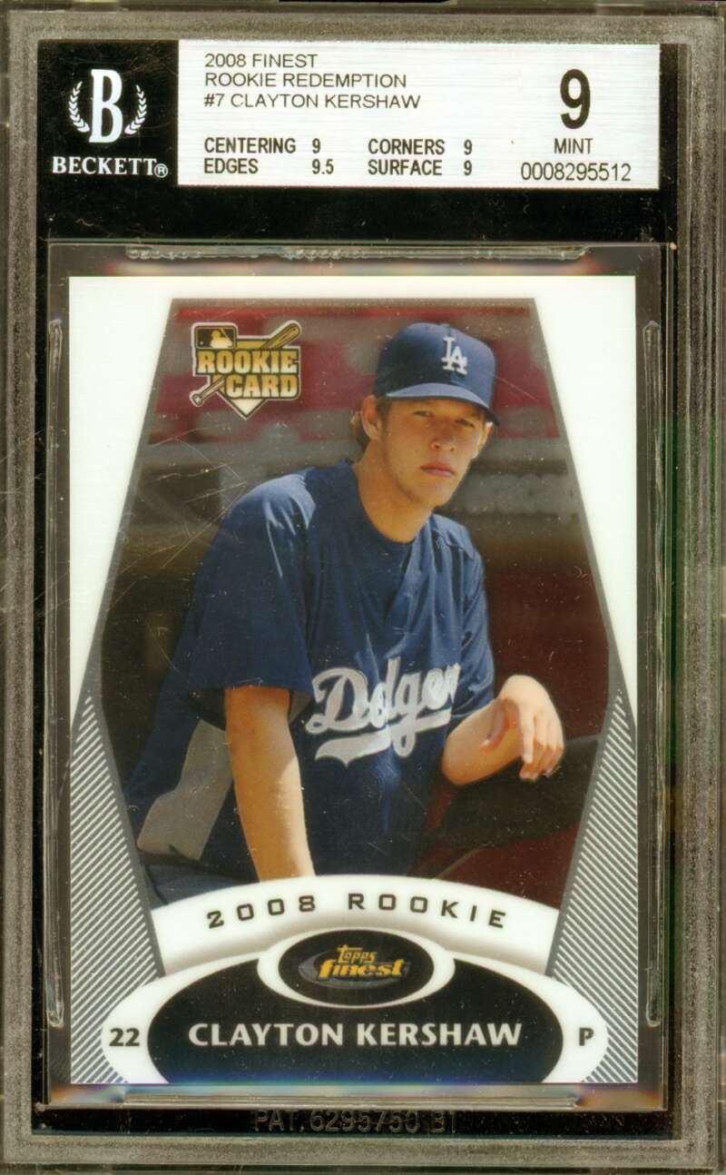 Clayton Kershaw Rookie Card 2008 Finest #7 BGS 9 Image 1