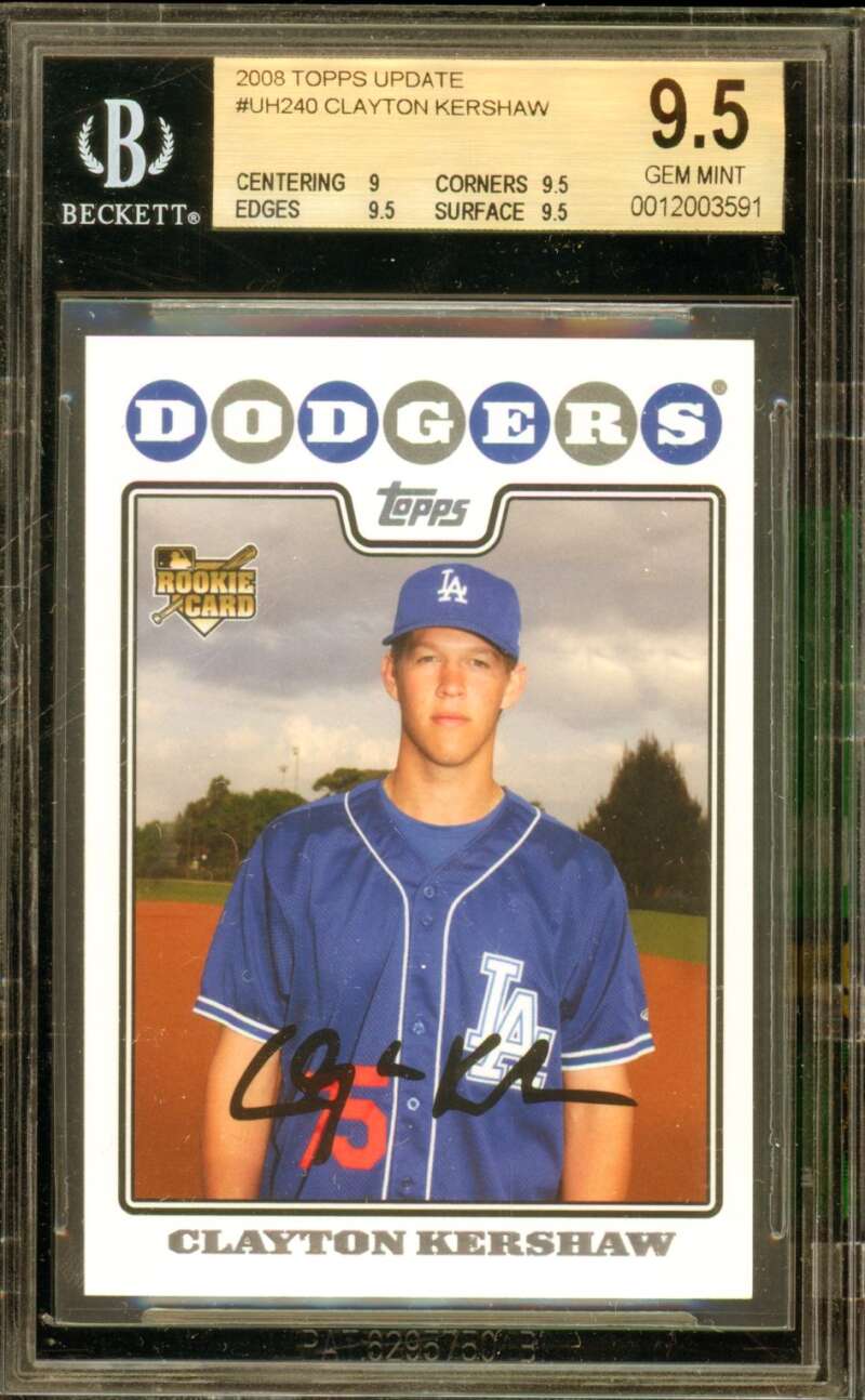 Clayton Kershaw Rookie Card 2008 Topps Update UH240 BGS 9.5 Image 1
