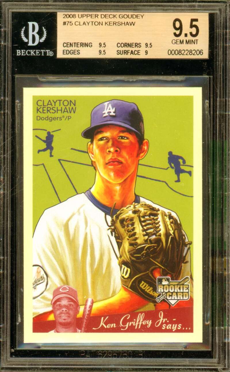 Clayton Kershaw Rookie Card 2008 Upper Deck Goudey #75 BGS 9.5 Image 1